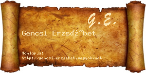 Gencsi Erzsébet névjegykártya